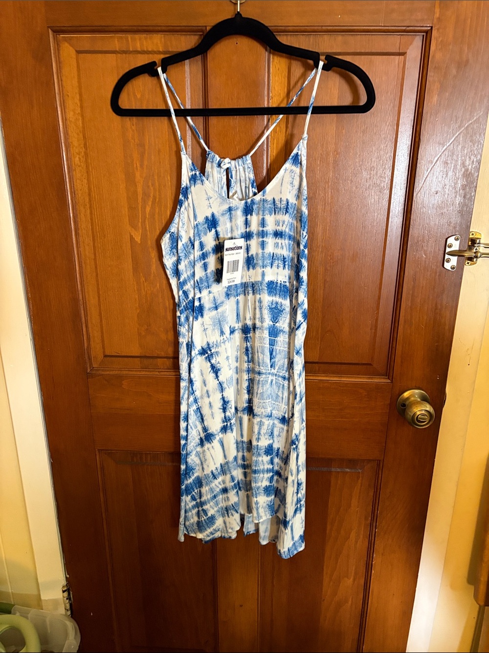 Sunsations Blue Tie-Dye Slip Dress - Lightweight Summer Dress size S